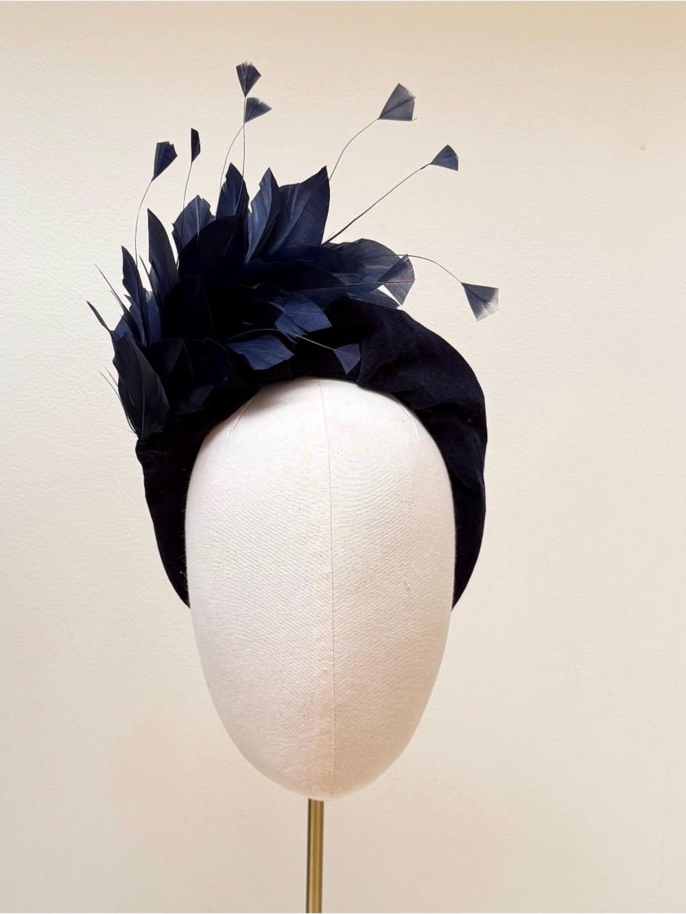 Navy Blue Feather Accent Headband